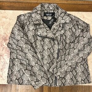 NWT Mark Alan Size 1X Faux Leather Moto Jacket Coat